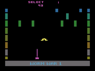 Worm War I title screen for Atari 2600
